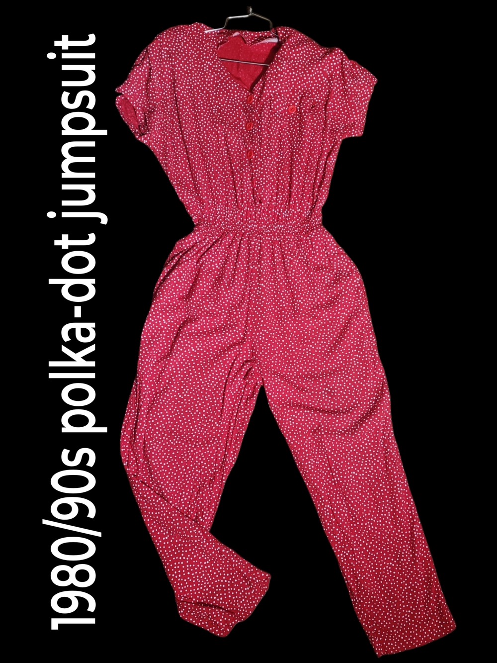 Vintage 1990/1980 Red Polka-Dot Jumpsuit Pinup Rockabilly